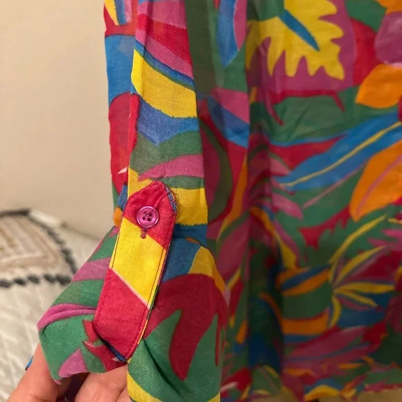 Violet Sky Vintage 80s 90s‎ super bright tropical floral blouse. Size L. NWT - Picture 6 of 12